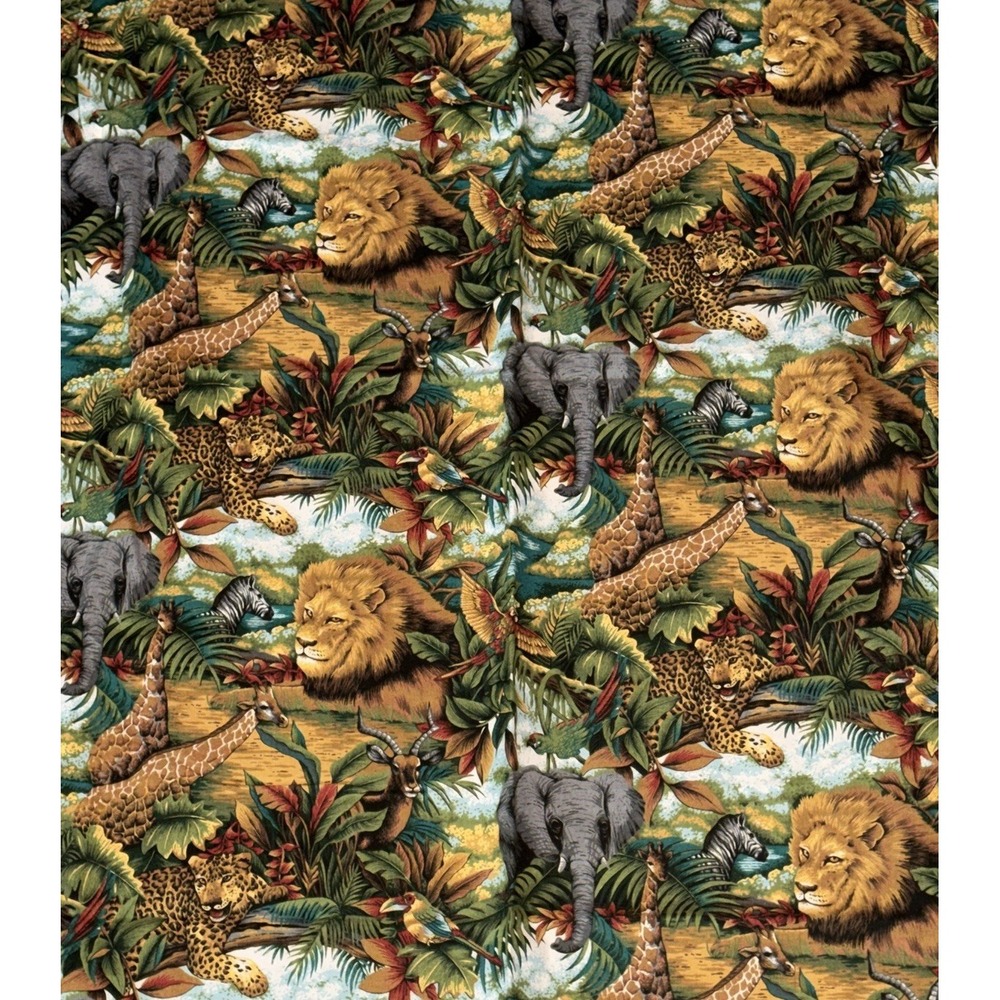 African Safari Giraffe Tiger Lion Zebra Spring Industries 1.14 YD Total 2 PC Lot